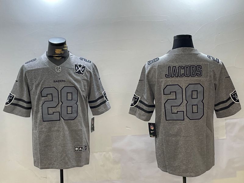 Men Oakland Raiders #28 Jacobs Grey Throwback 2024 Nike Limited NFL Jersey style 3